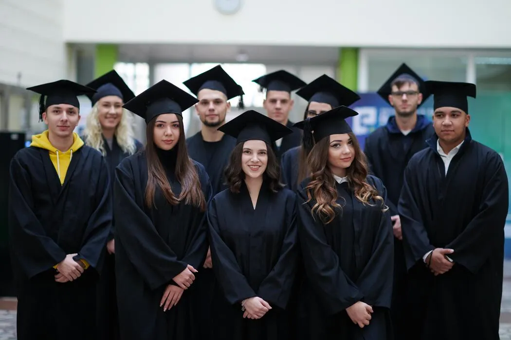 Graduates wearing academic caps and gowns